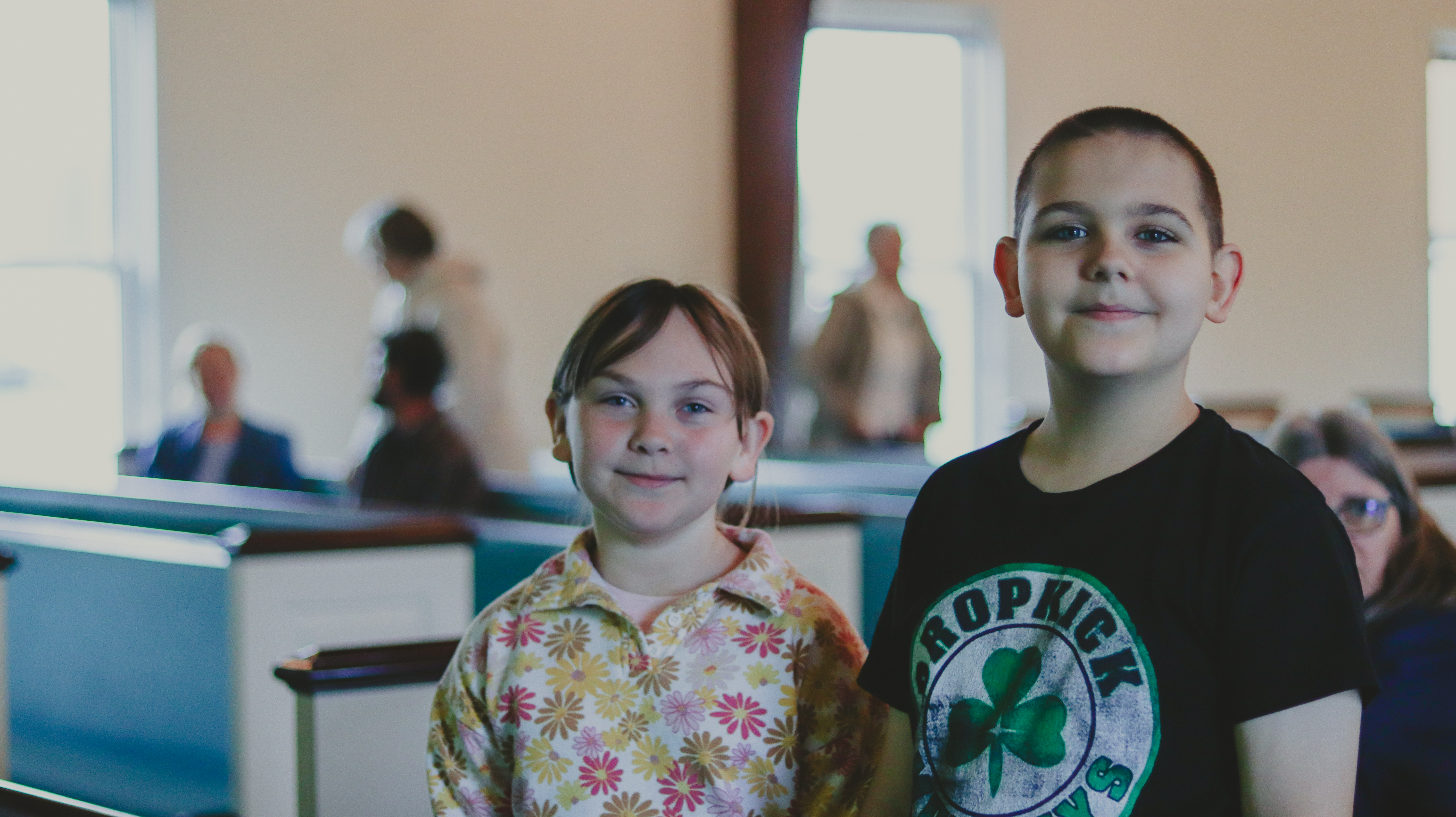 Two children in a church