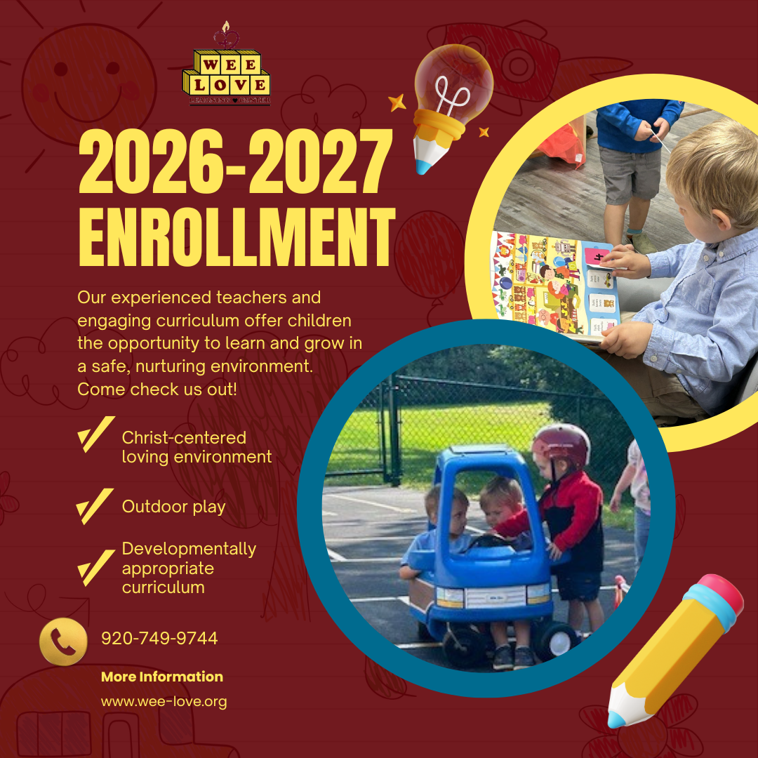2026-27 Wee Love Learning Center Preschool enrollment info with photos of students