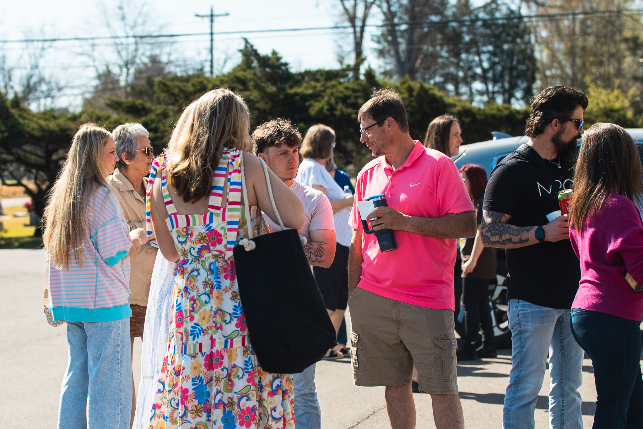 Congregation gathered outside the church building