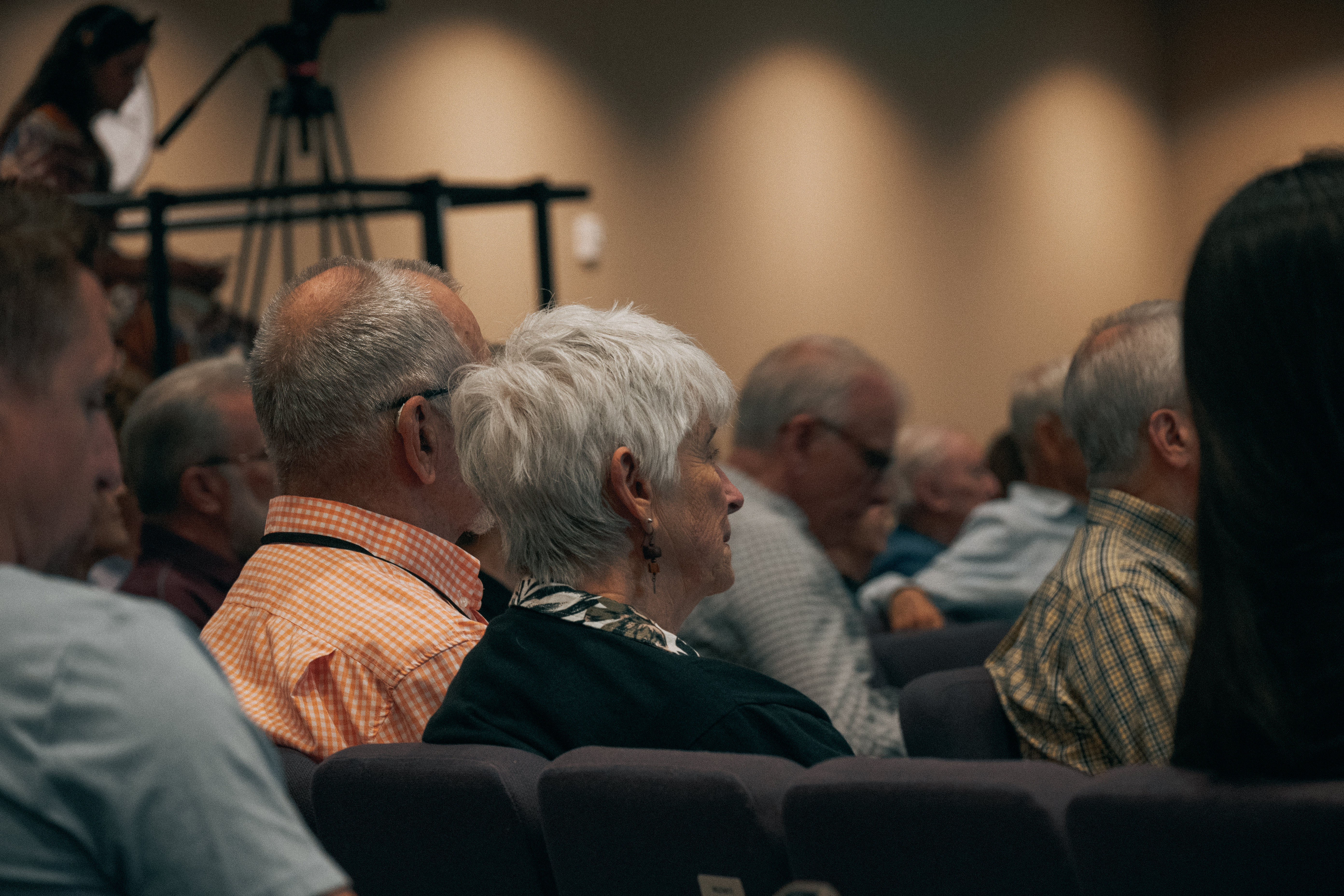 Senior adults sitting together in worship