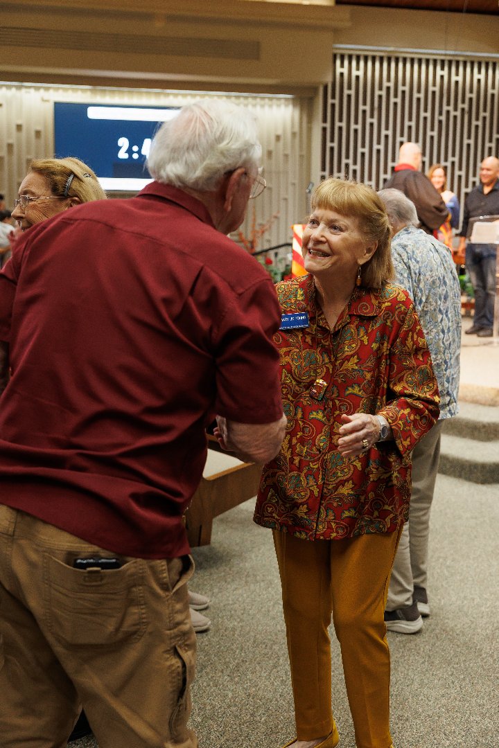 People shaking hands at Oceanside First Presbyterian Church