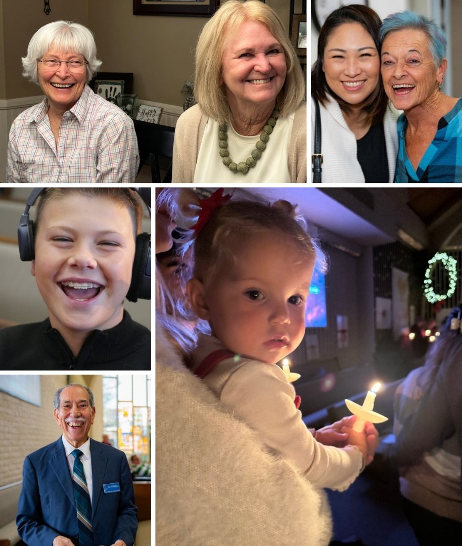 Collage of older adult engaged in church realted activites of Oceanside First Presbyterian Church 