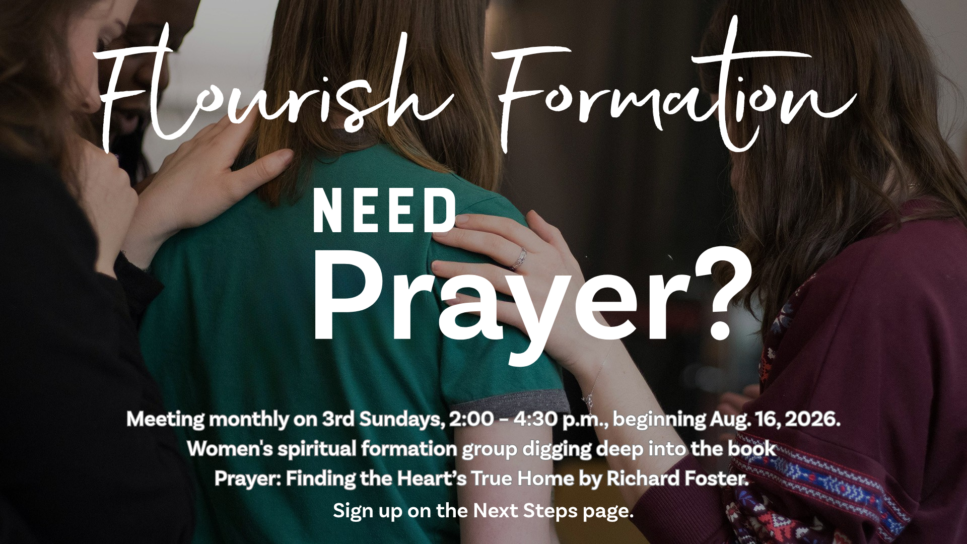 Women Holding each other talking about Prayer