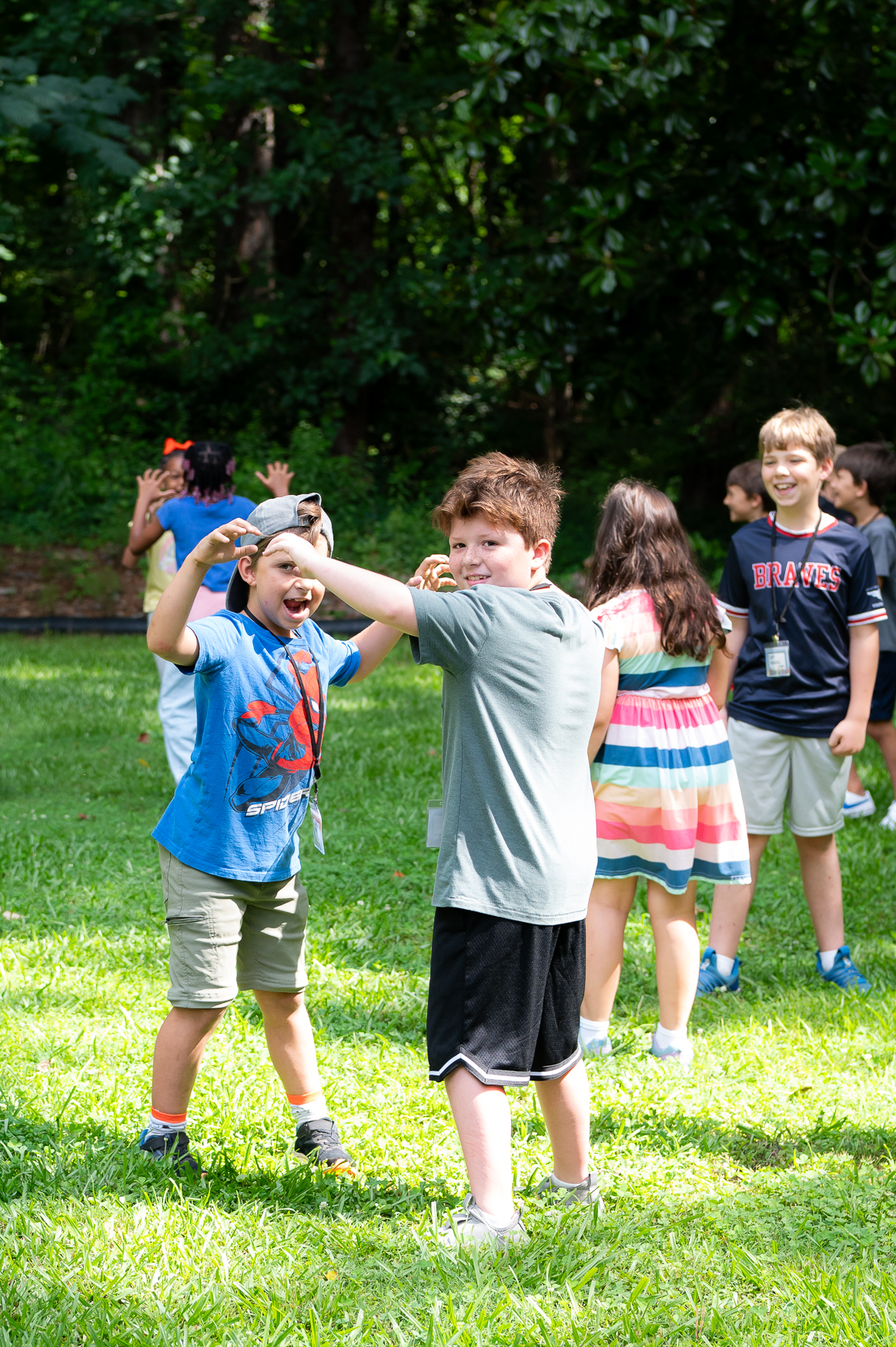 Children playing on a outdoor field at VBS