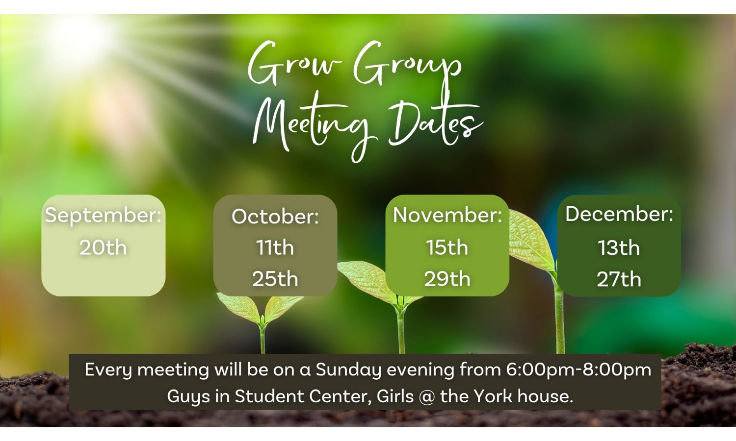Grow Group Graphic with dates on it