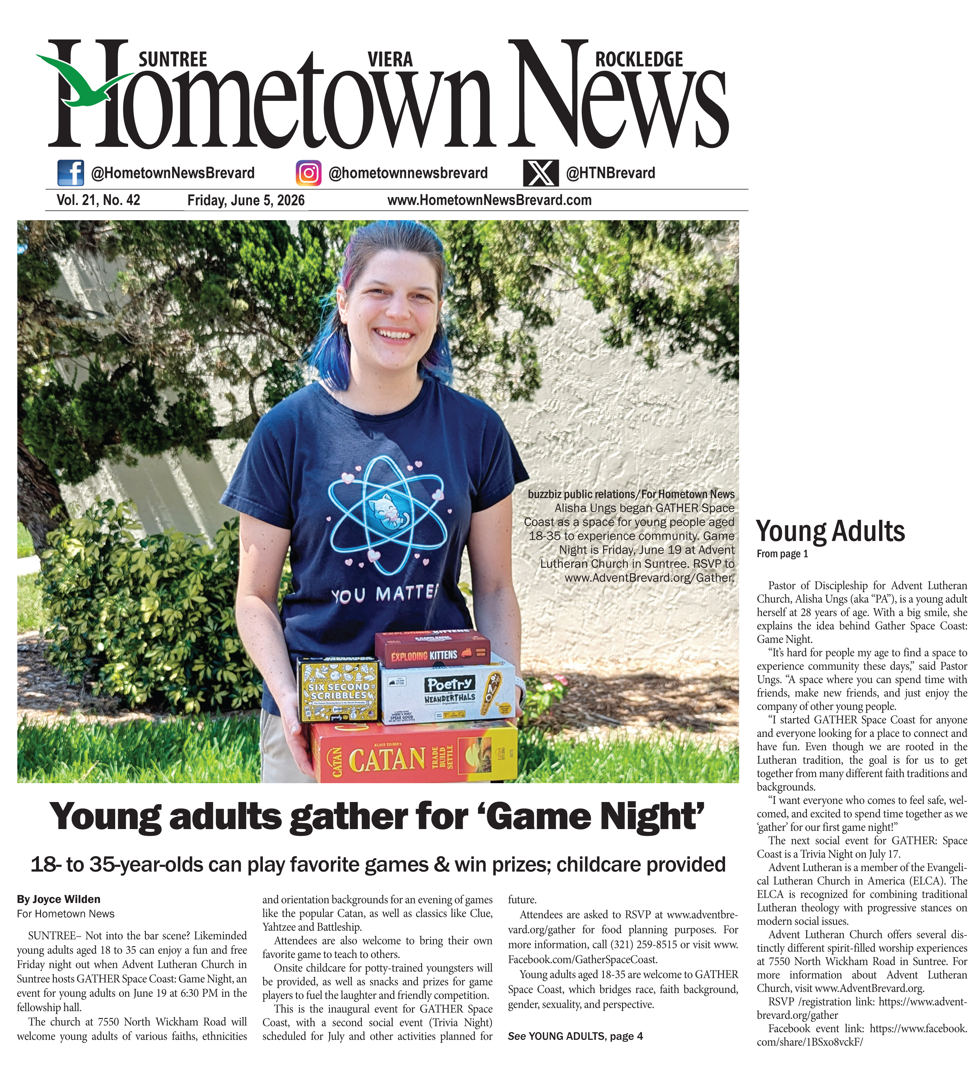 a screenshot of the hometown news article featuring pastor Alisha